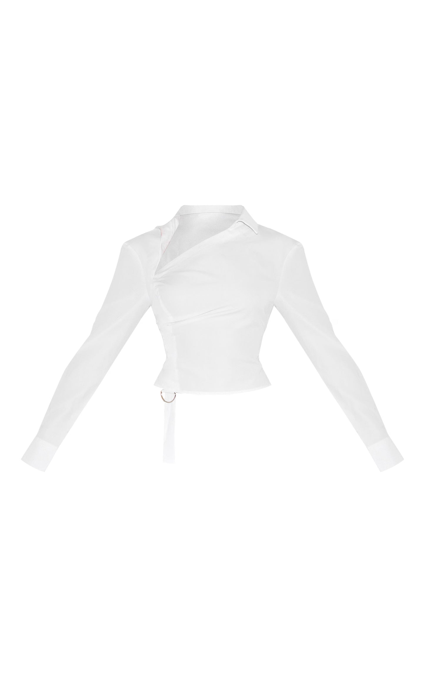 White Ruched Buckle Asymmetric Shirt