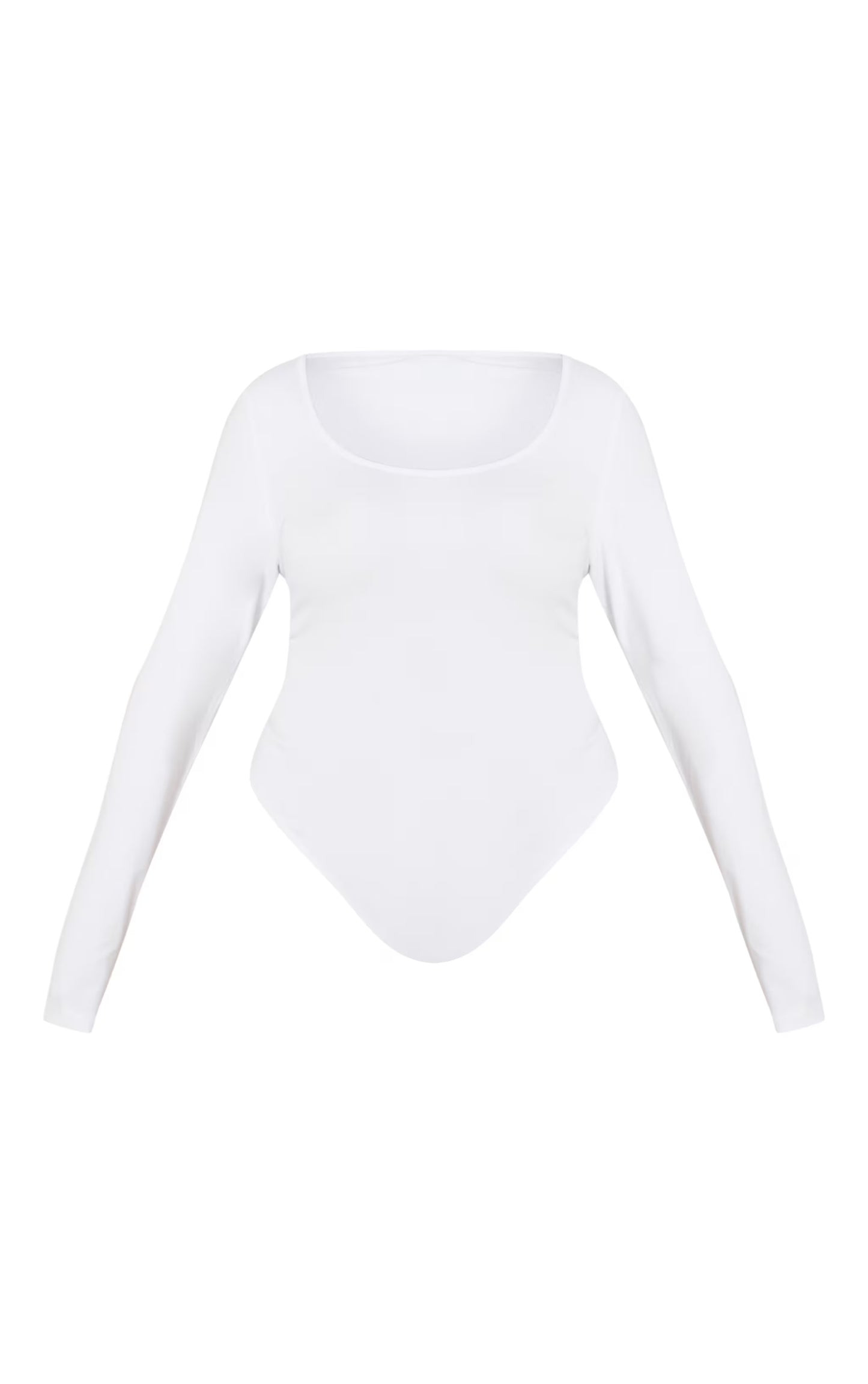 Plus White Soft Cotton Scoop Neck Long Sleeve Bodysuit
