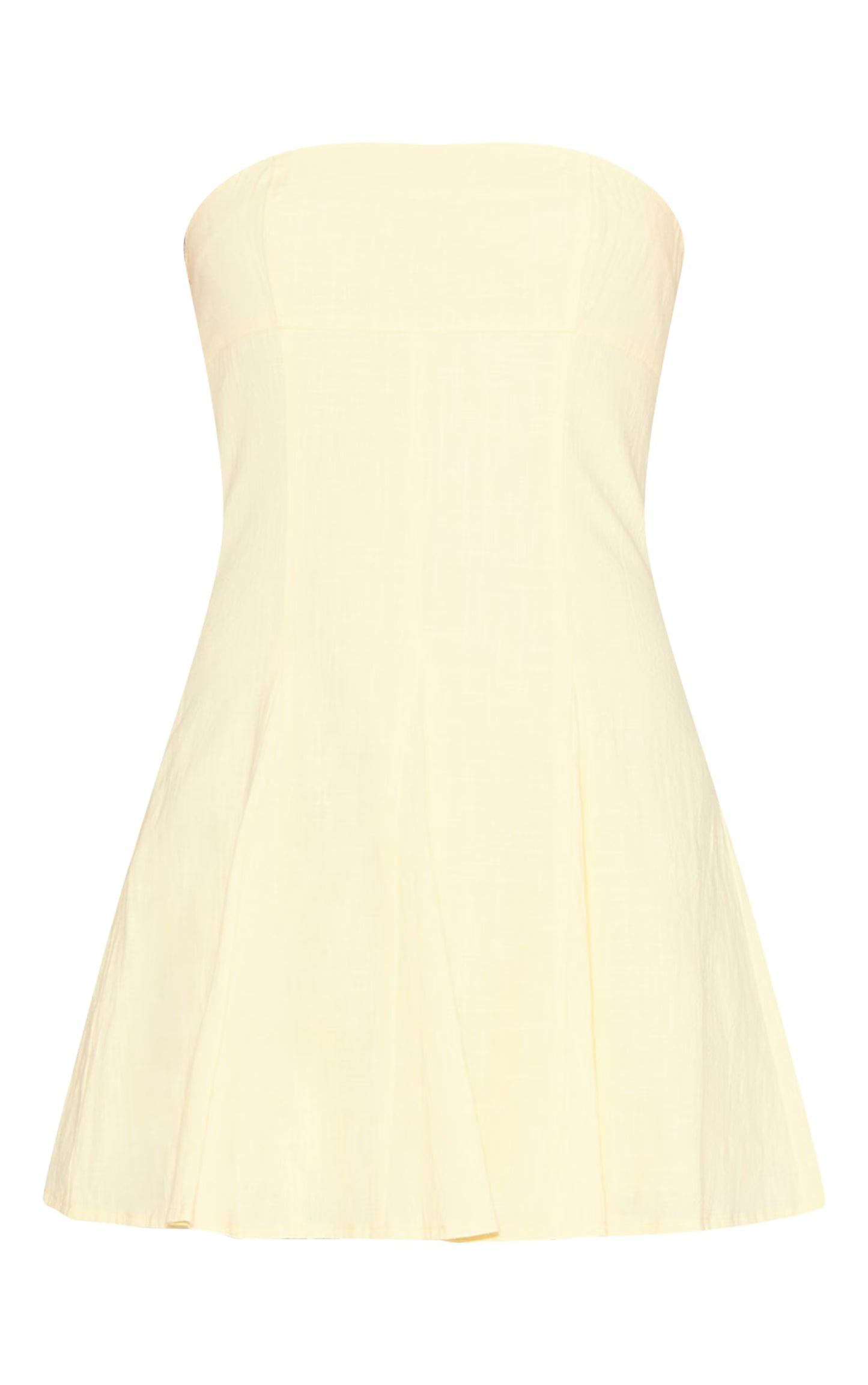 Lemon Bandeau Pleated Shift Dress