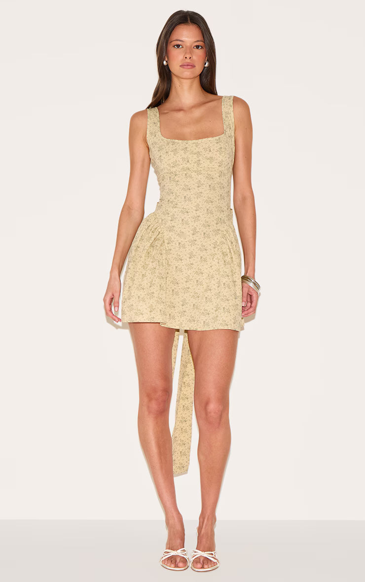 Stone Bow Back Detail Skater Dress