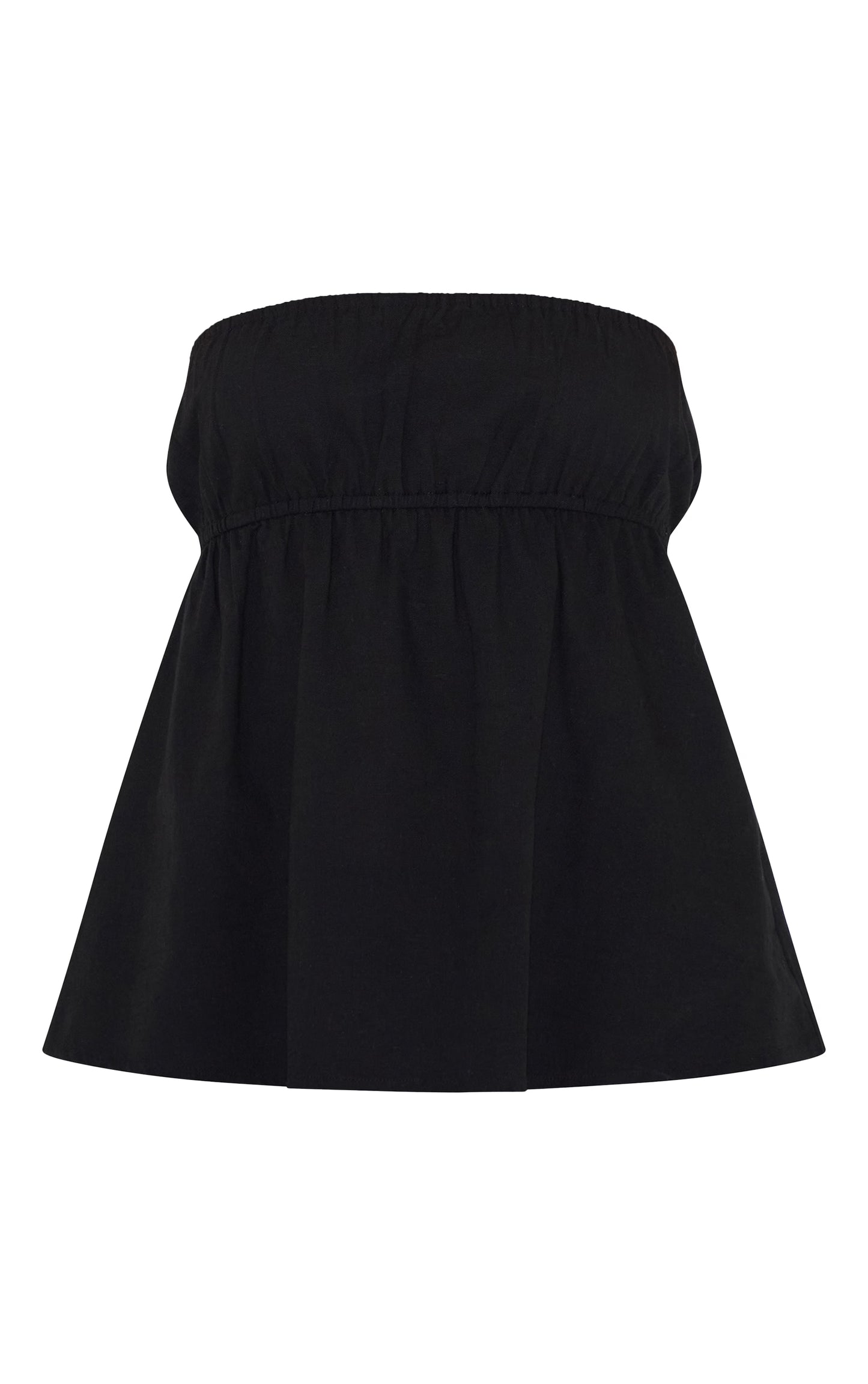 Tall Black Linen Look Peplum Bandeau Top