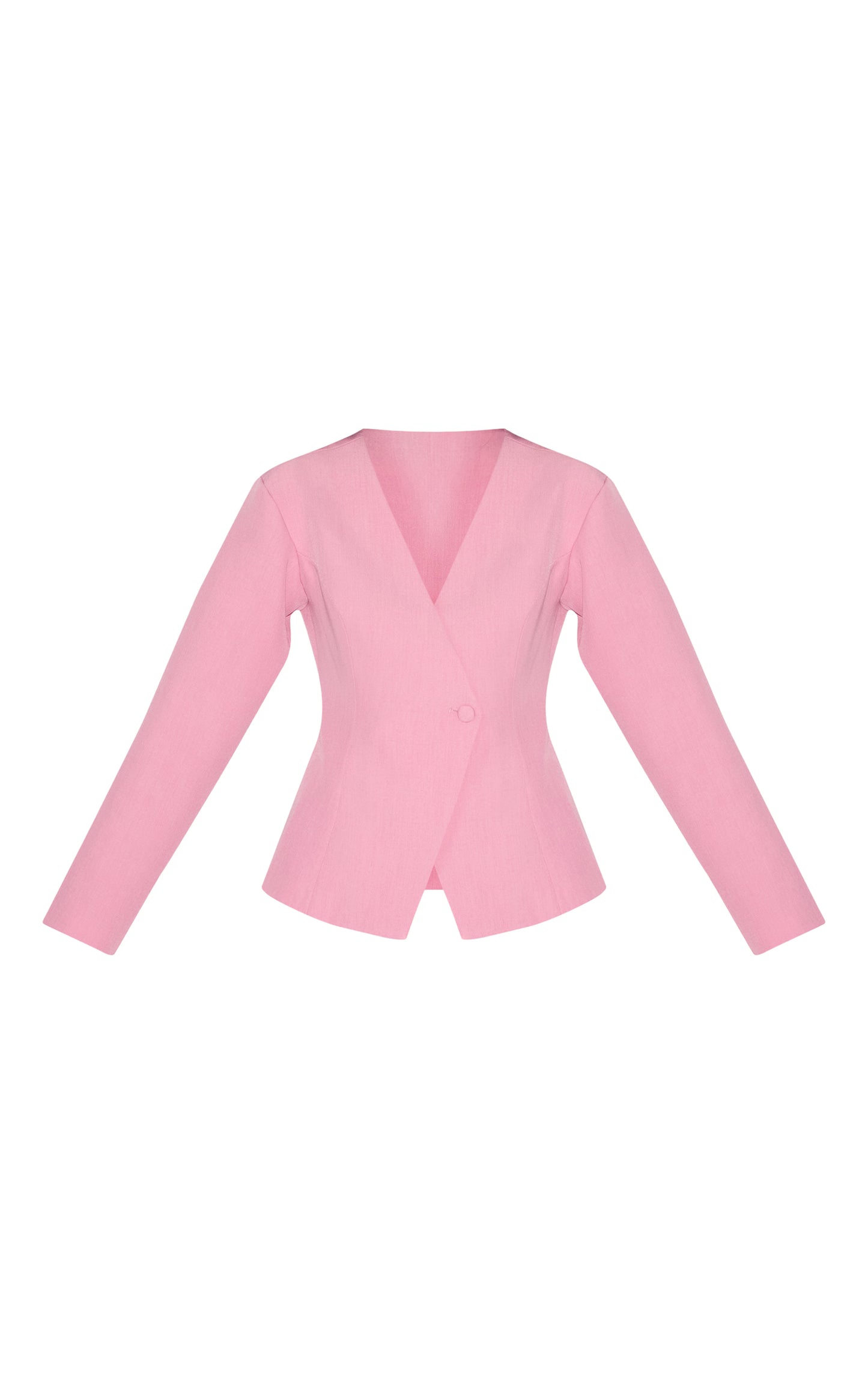 Candy Pink Tailored Cinched Waist Asymmetric Blazer