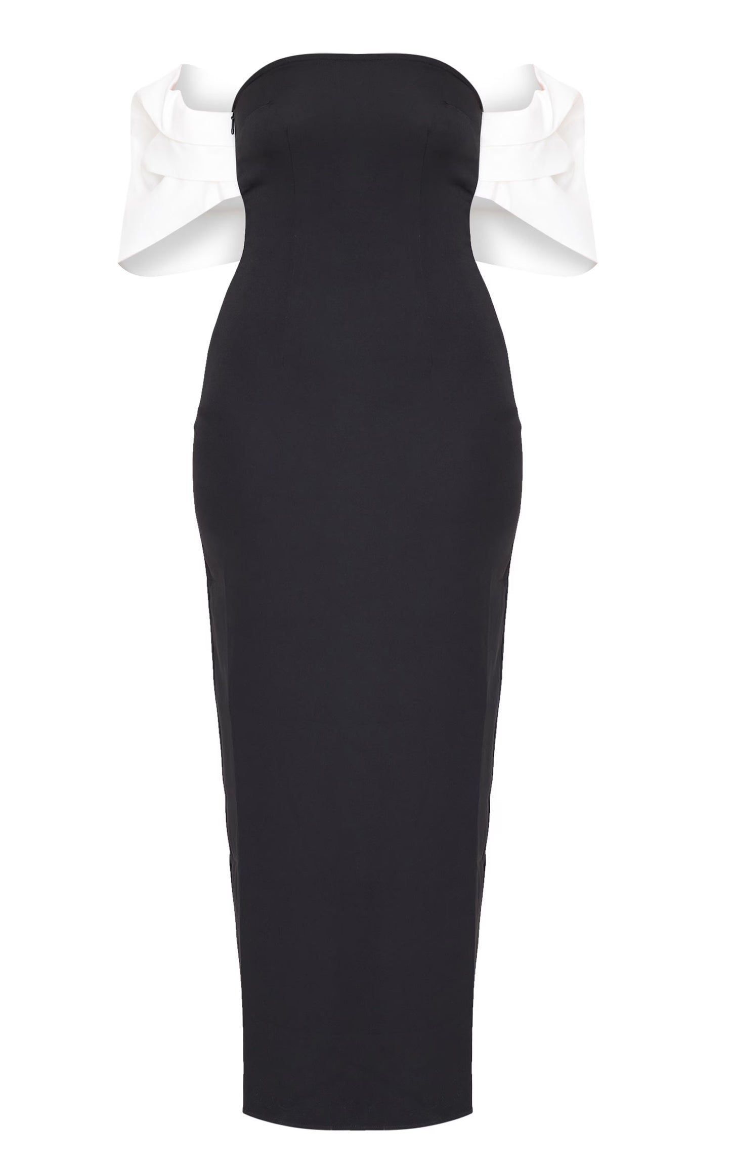 Tall Black Bow Detail Bodycon Midaxi Dress