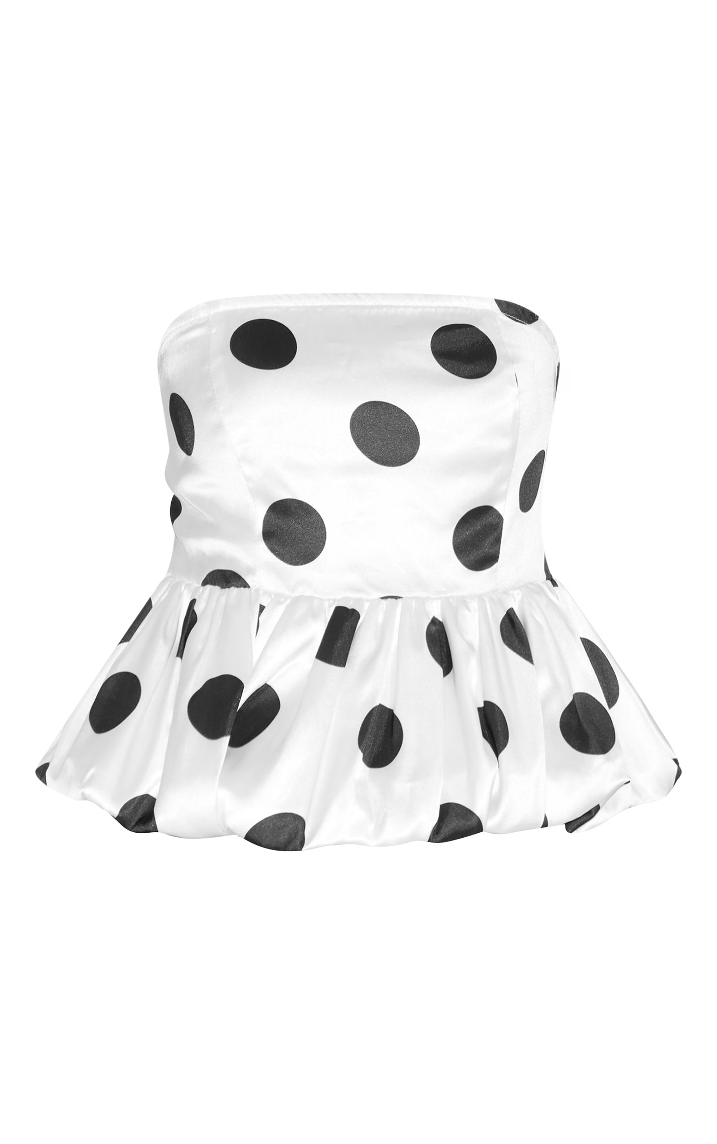 Ivory Satin Polka Dot Puffball Top