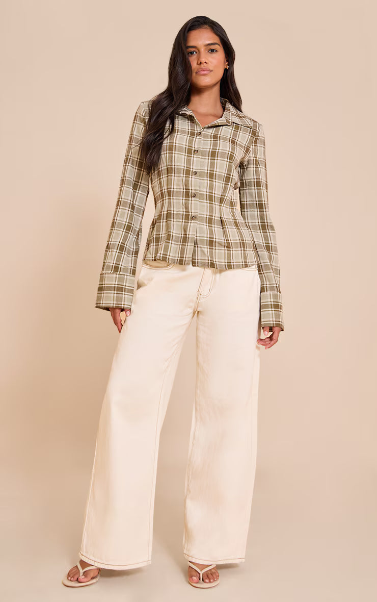 Green Fitted Check Shirt