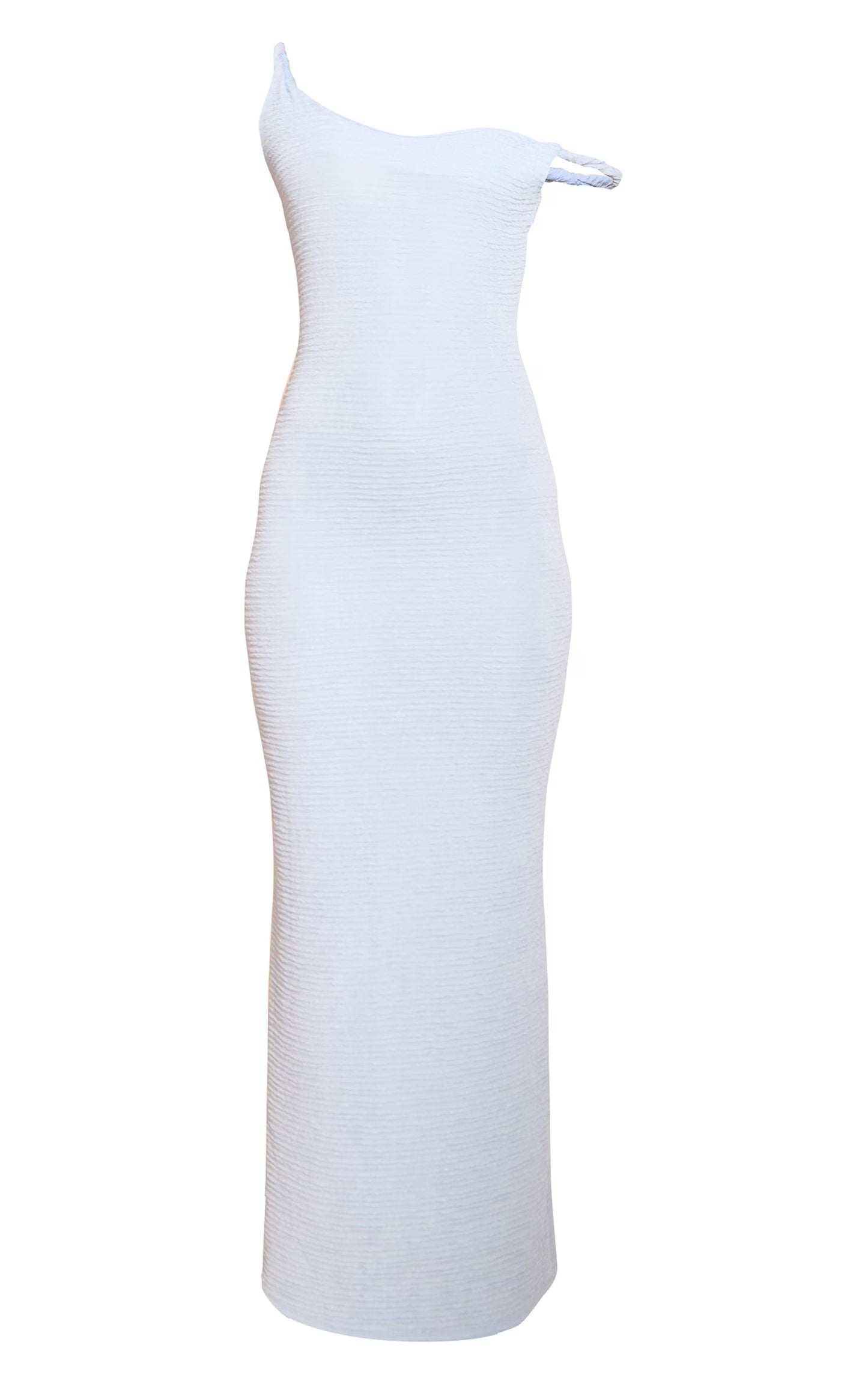 Baby Blue Textured Twist Strap Detail Maxi Dress