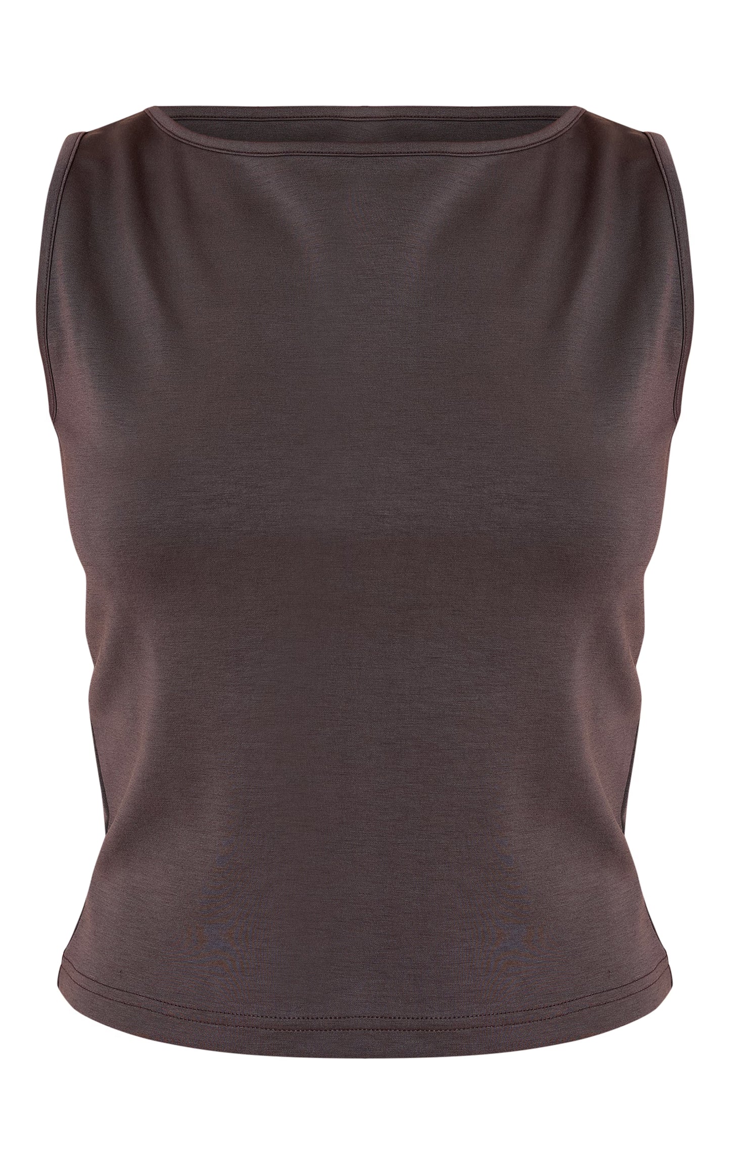 Chocolate Premium Soft Touch Boat Neck Vest Top