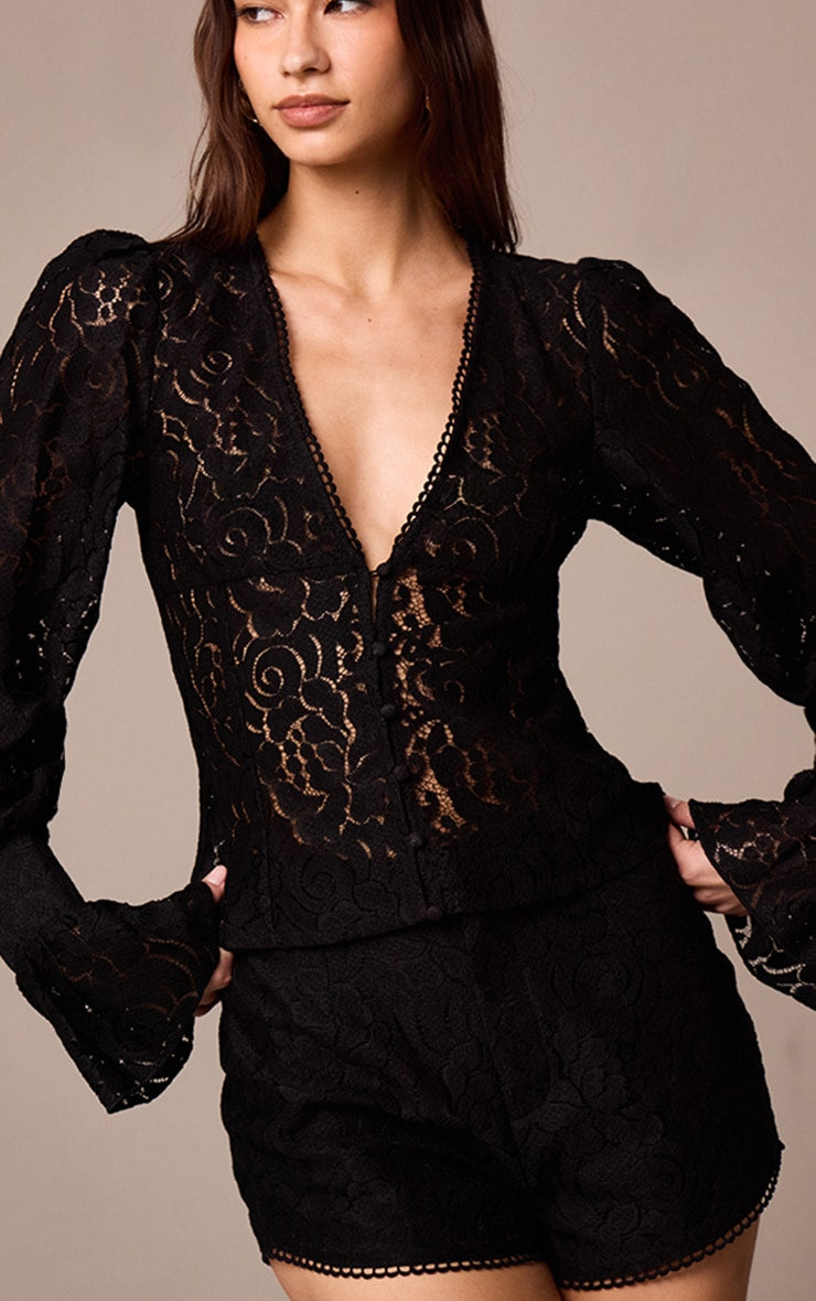 Black Sheer Lace Shorts