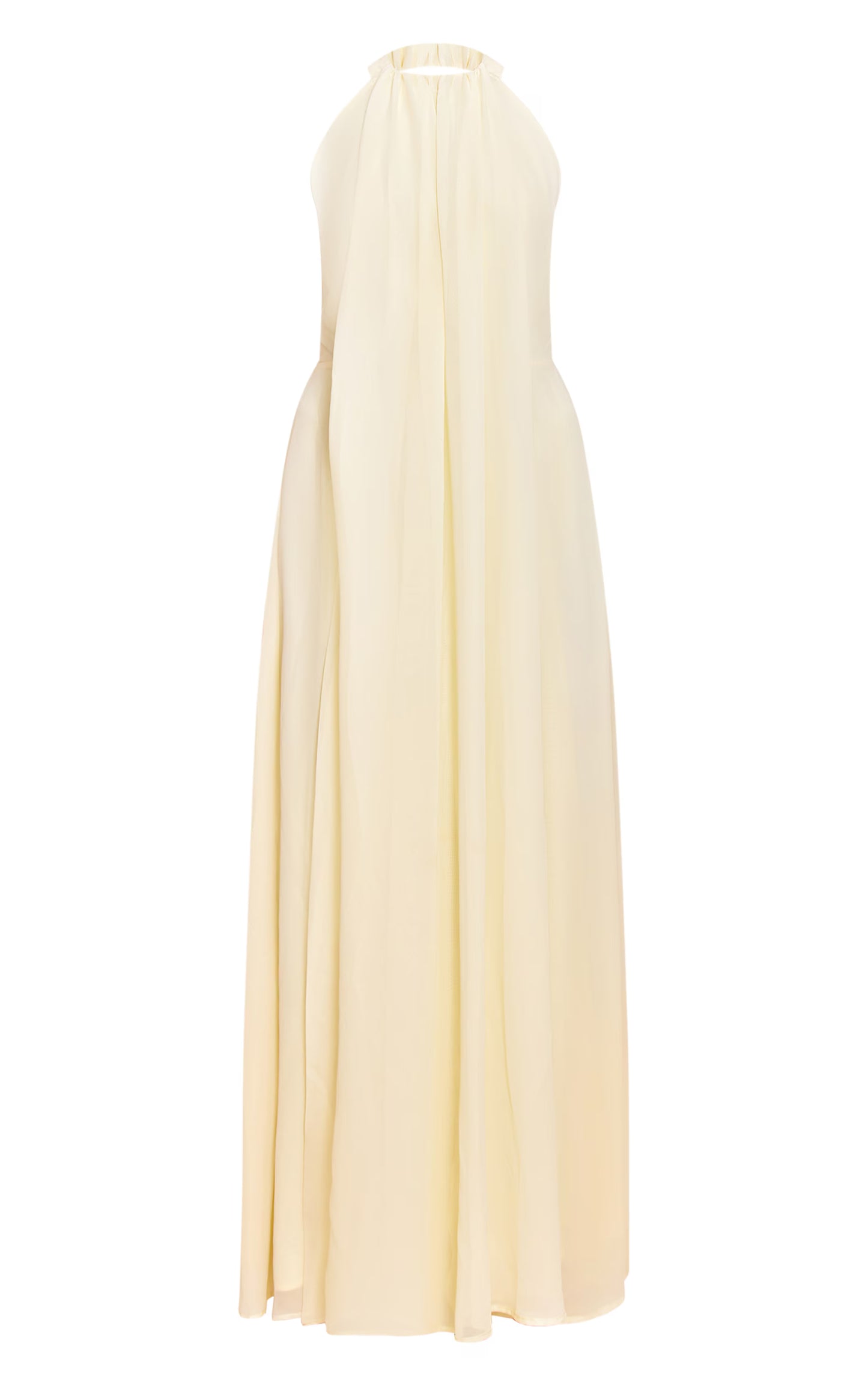 Lemon Chiffon Extreme Pleated Maxi Dress