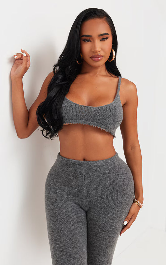 Shape Charcoal Knit Extreme Crop Bralet