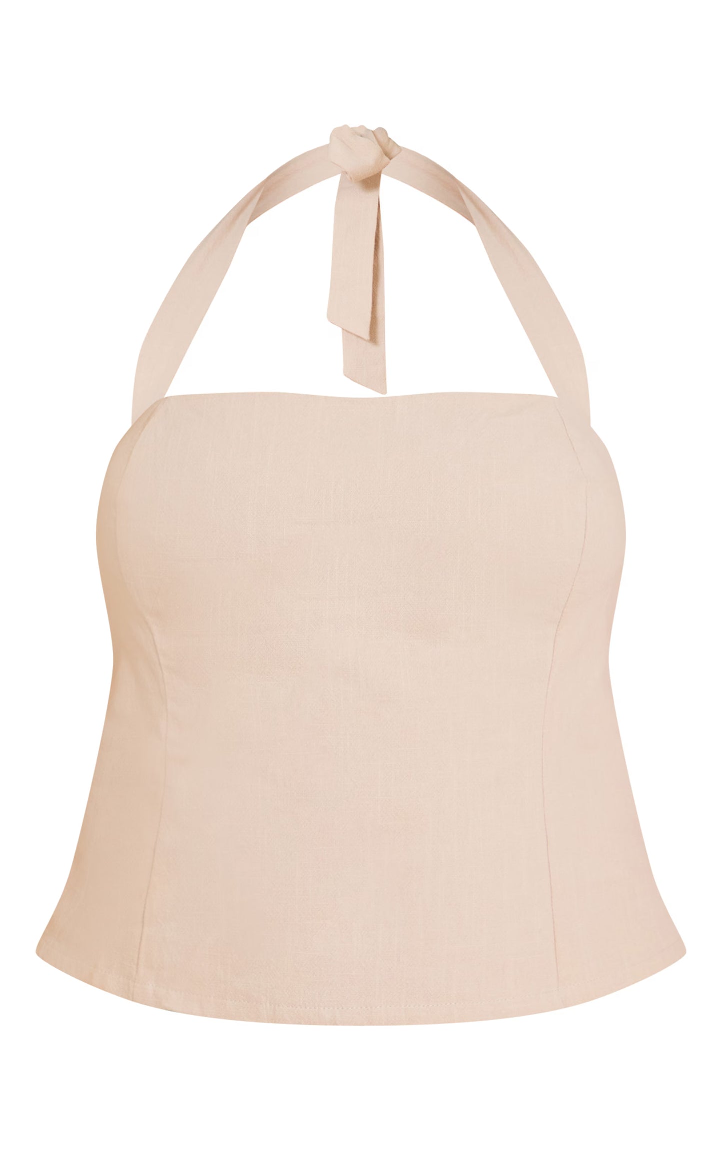 Plus White Premium Linen Halterneck Top