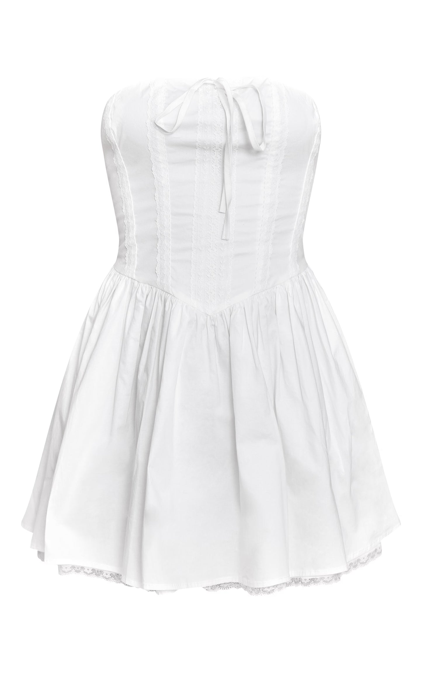 White Bandeau Lace Detail Shift Dress