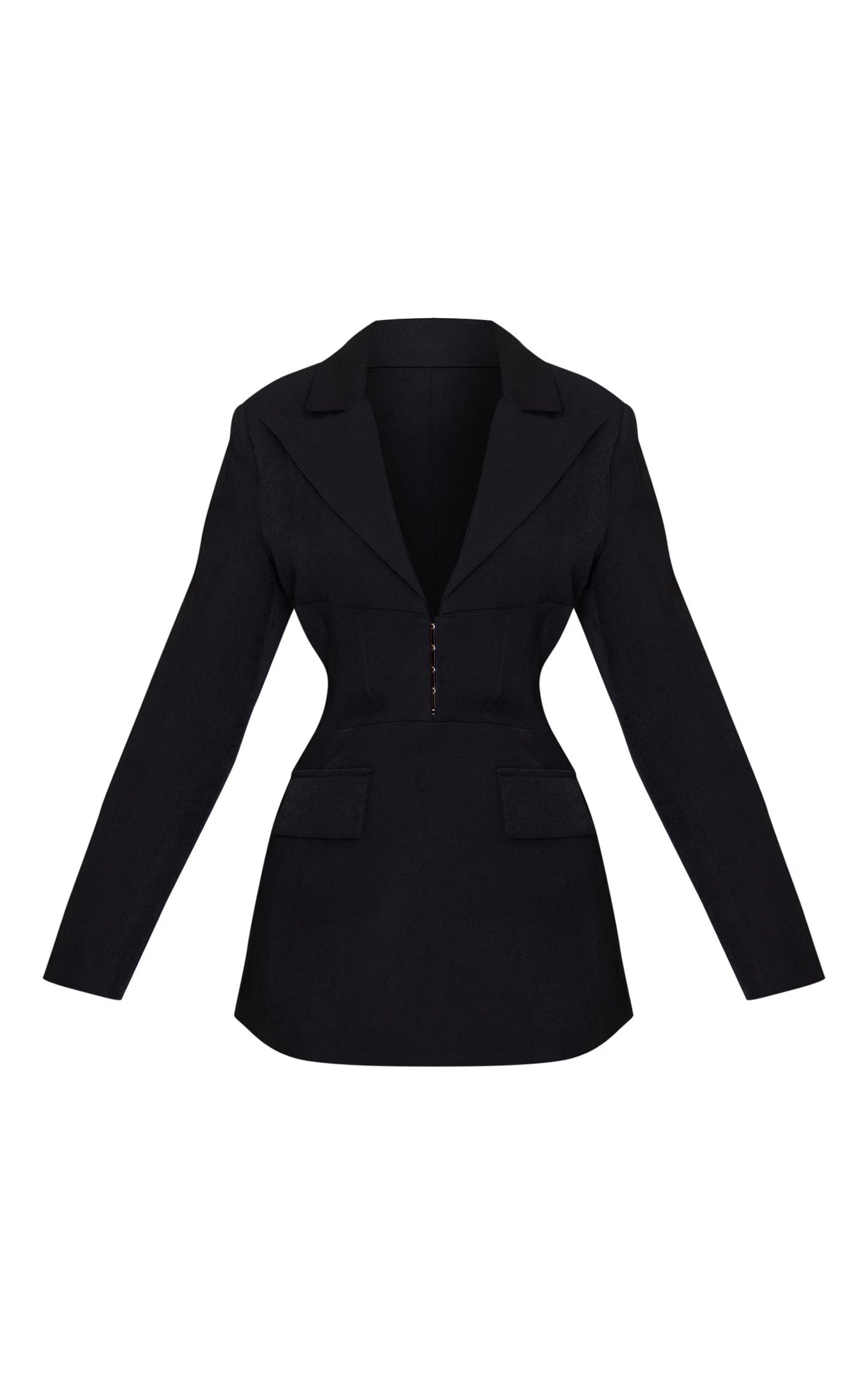 Petite Black Hook And Eye Fitted Blazer Dress
