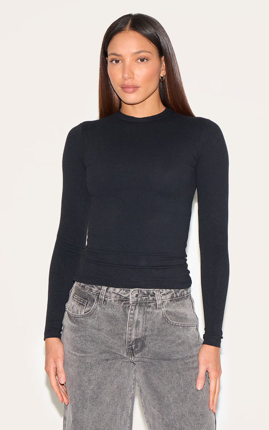 Tall Black Snatched Sculpt Long Sleeve T Shirt