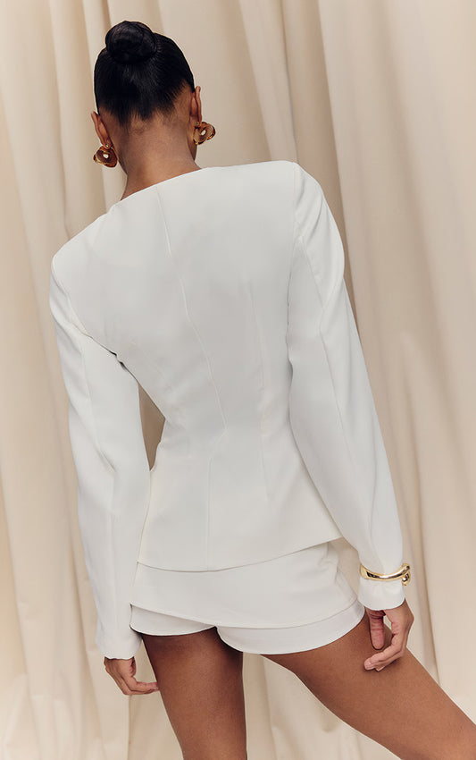 White Woven Tailored Skort