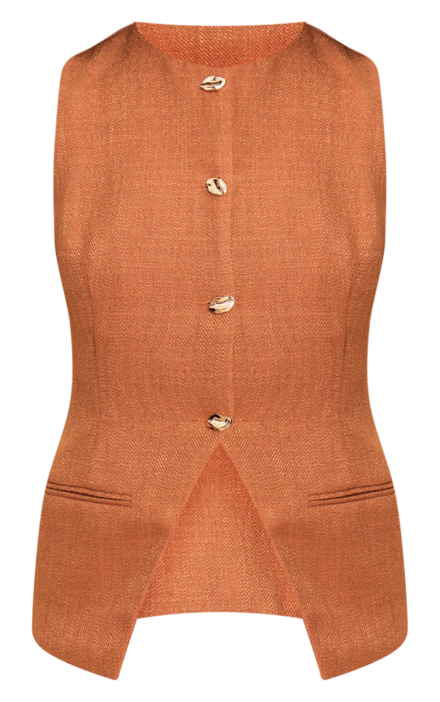 Rust Button Up Sleeveless Vest