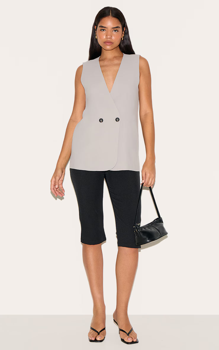 Tall Ash Grey Boxy Oversized Vest