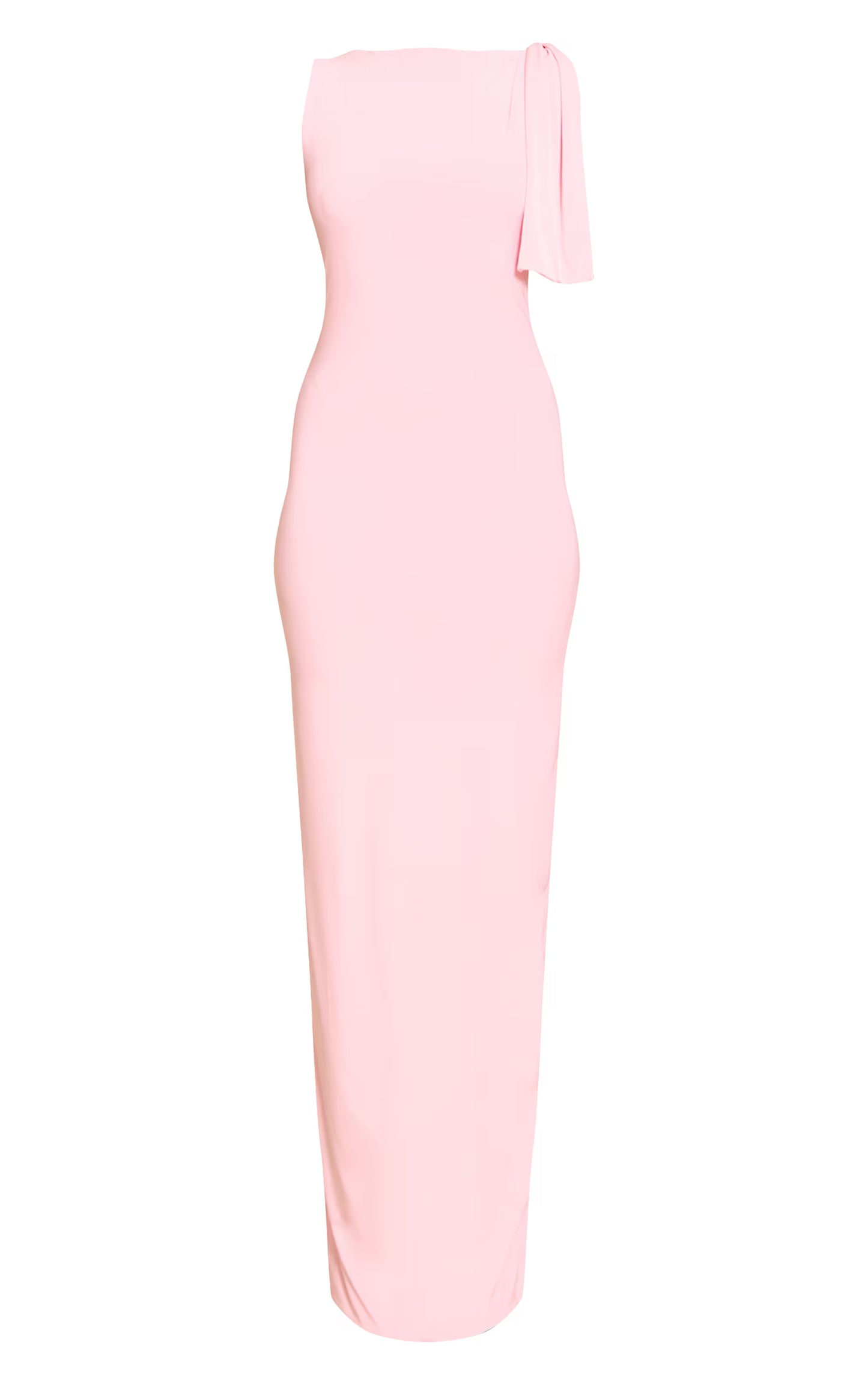 Baby Pink Slinky Knot Drape Midaxi Dress