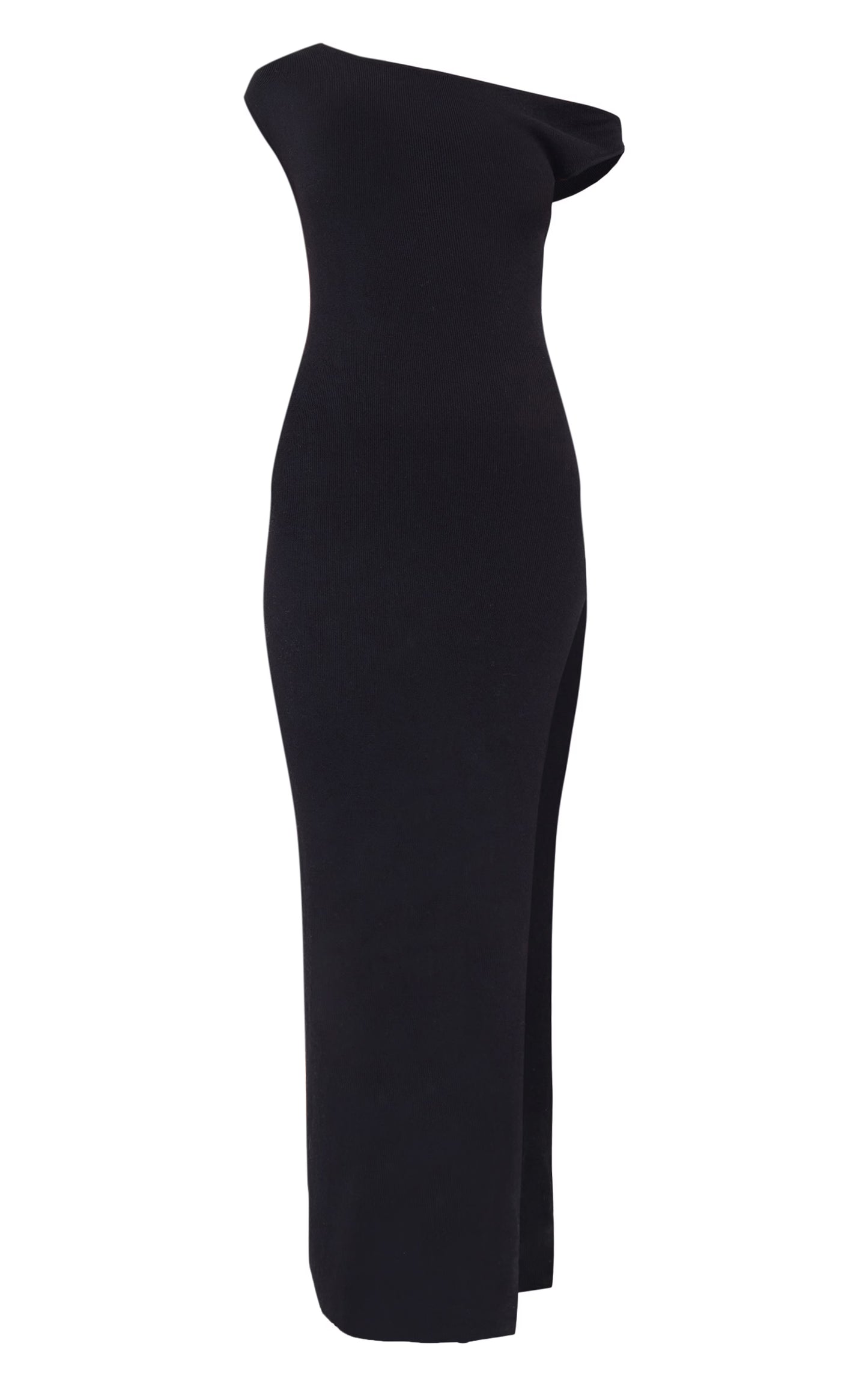 Black Fine Knit Twist Neck Maxi Dress