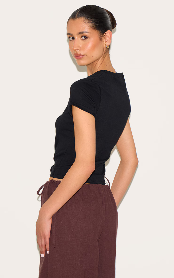 Tall Black Soft Cotton Crew Neck Short Sleeve Top