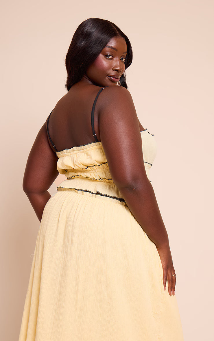 Plus Yellow Cheesecloth Cami Contrast Top