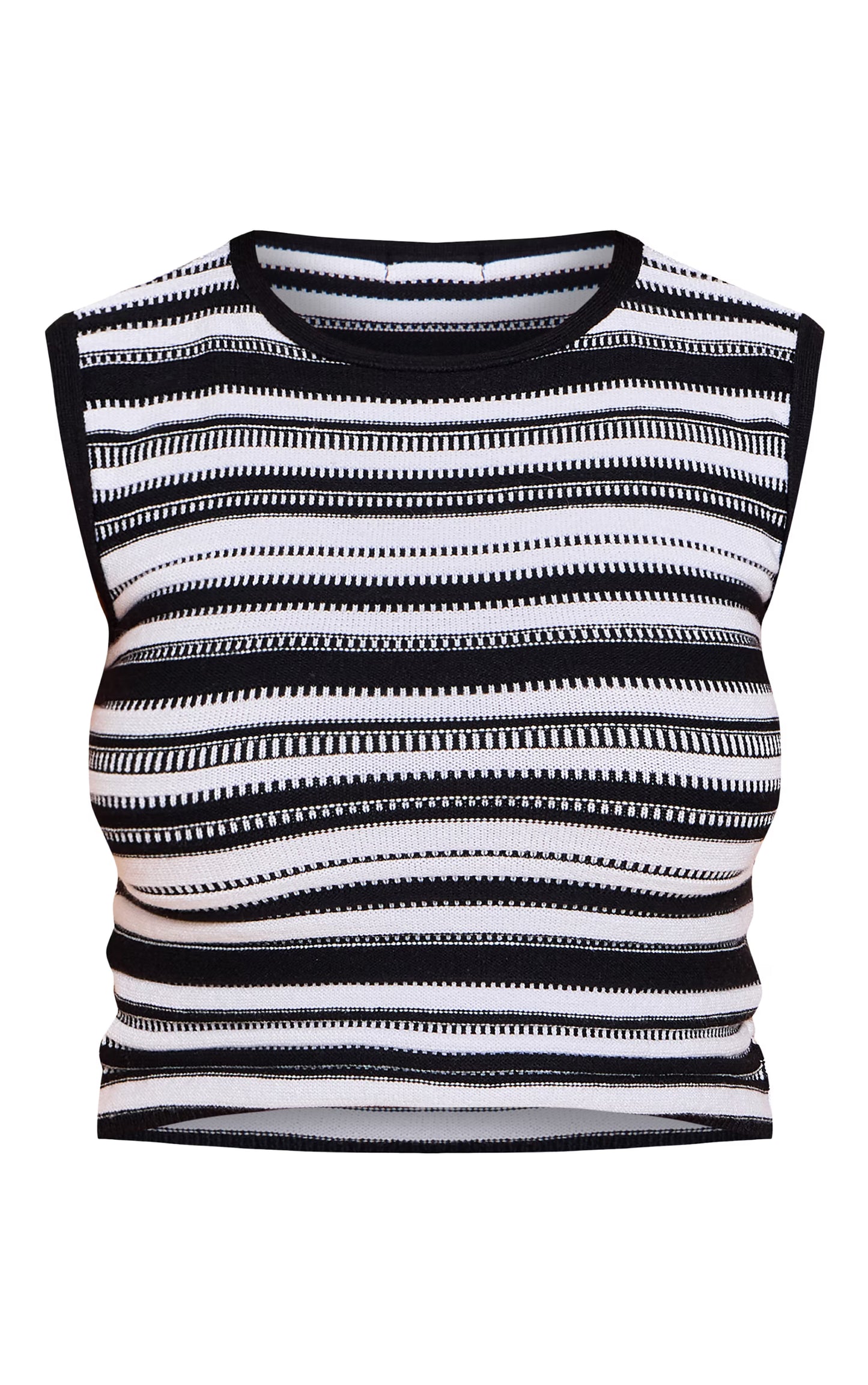 Shape Black Knitted Stripped Vest Top