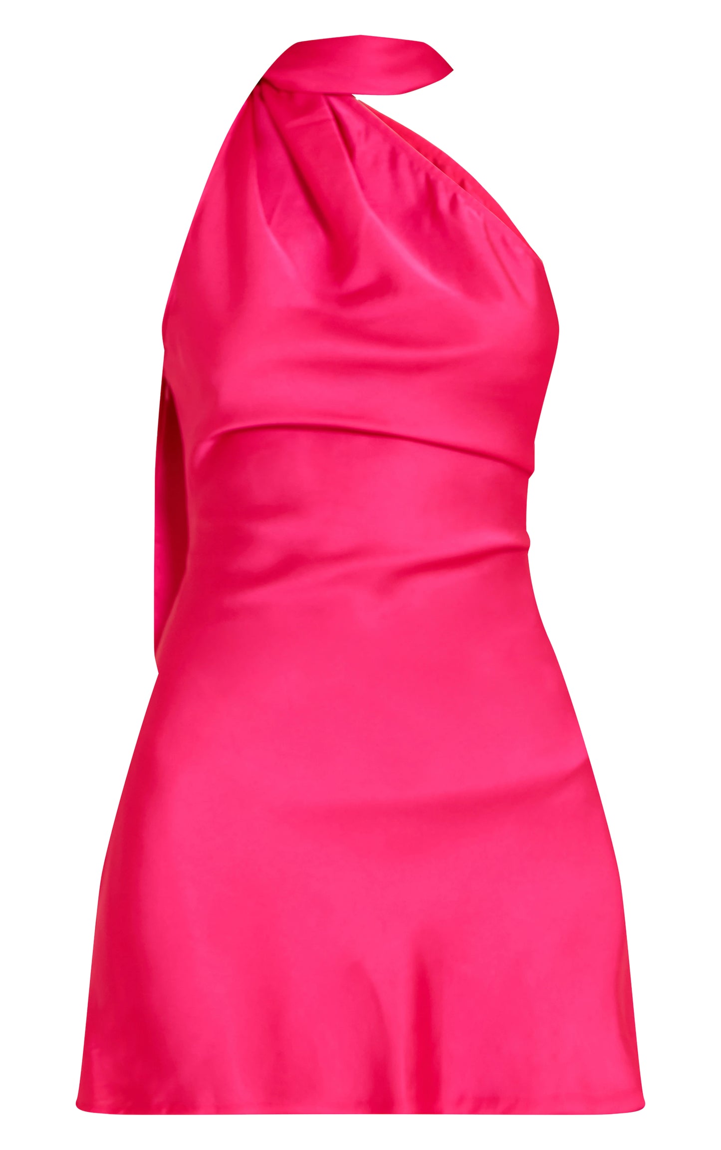Pink Satin Scarf Detail Shift Dress