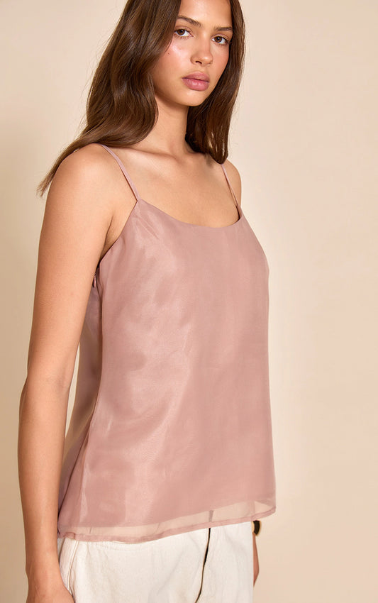 Mauve Chiffon Strappy Cami Top