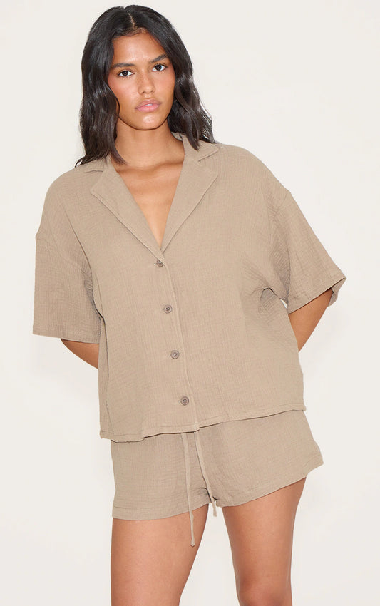 Clay Woven Floaty Drawstring Shorts
