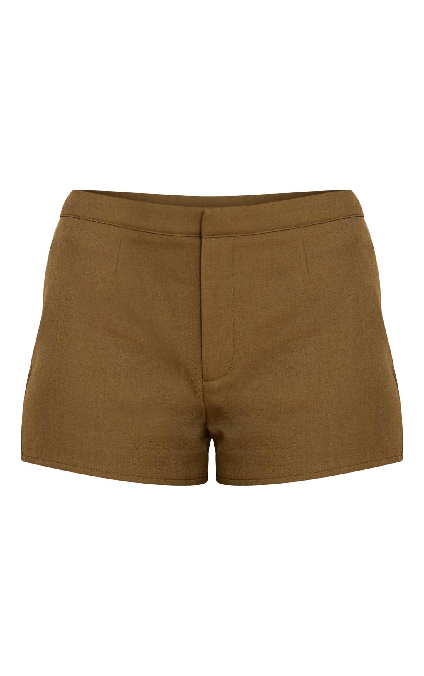 Khaki Tailored Mini Shorts