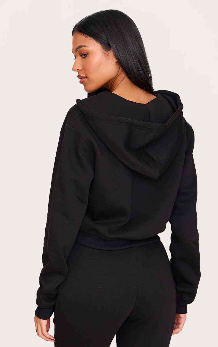 Tall Black Cropped Drawstring Hoodie
