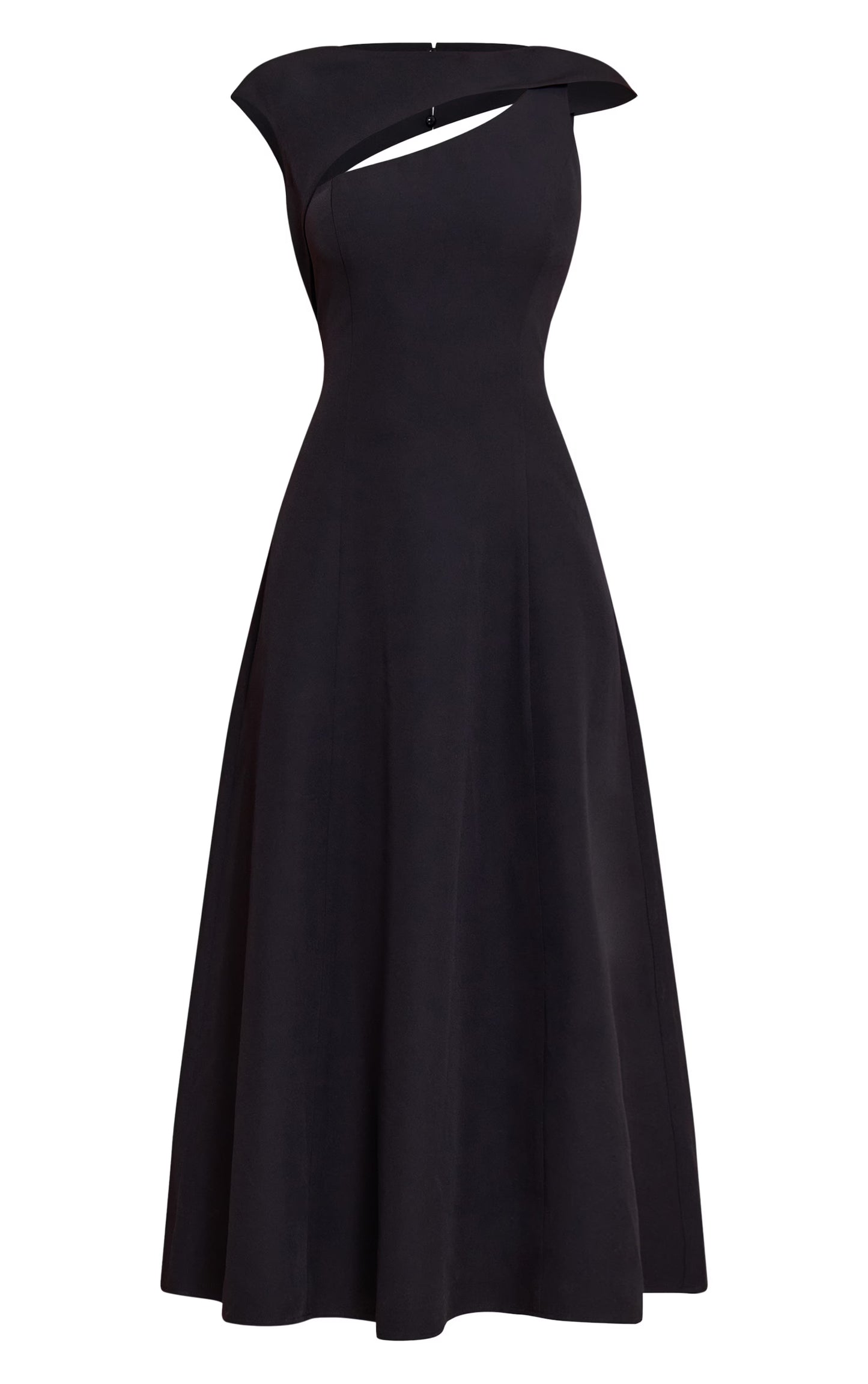 Black Asymmetric Cut Out Detail Midaxi Dress